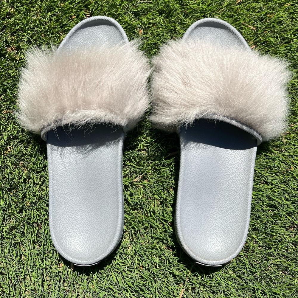 UGG Furry Gray Slides EUC! - Picture 7 of 9